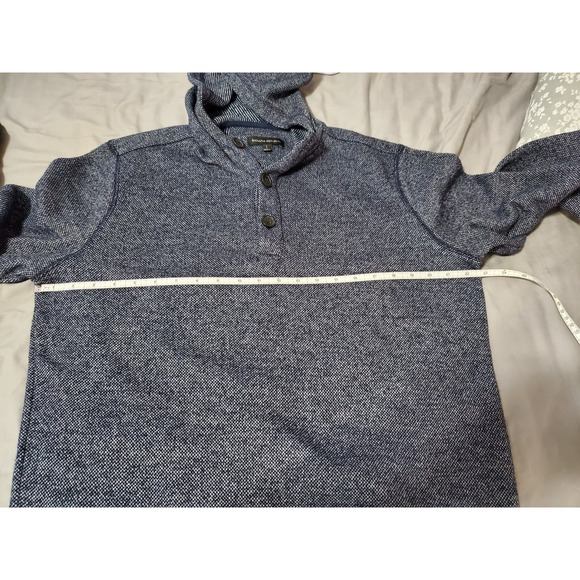 Banana Republic Men’s Hooded Henley Pullover Sweater Size L Blue Textured Knit - Picture 5 of 10
